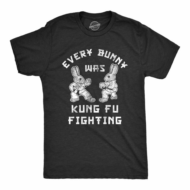 Mens Every Bunny Was Kung Fu Fighting T Shirt Funny Graphic Tee Cool Easter Gift Fun Mens Funny T Shirts Cool Tees Soft...