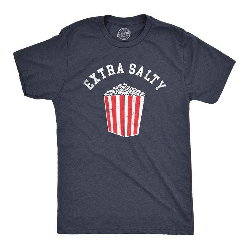 Mens Extra Salty T Shirt Funny Large Popcorn Upset Mad Joke Tee For Guys Mens Funny T Shirts Cool Tees Soft Stylish...