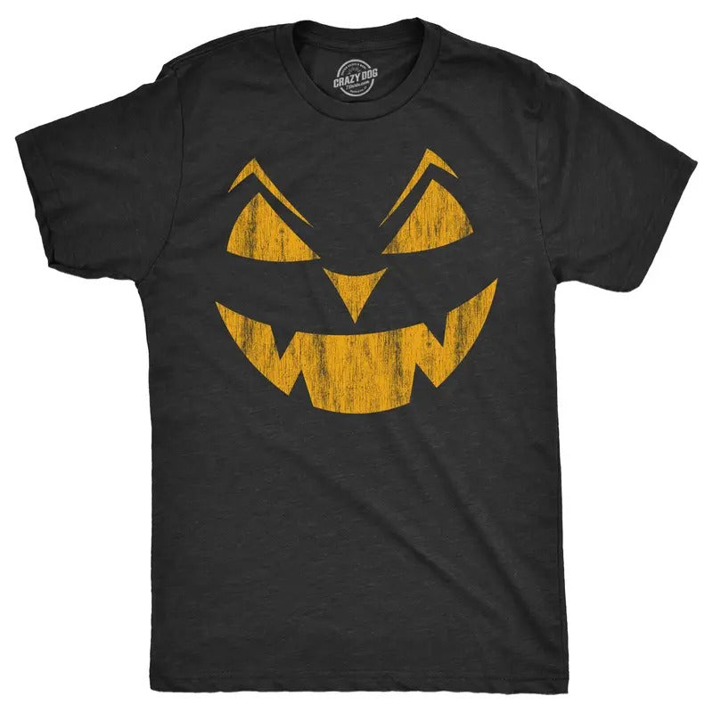 Mens Eyebrows Earl Pumpkin T Shirt Funny Halloween Jack O Lantern Evil Smile Tee For Guys Mens Funny T Shirts Cool Tees...