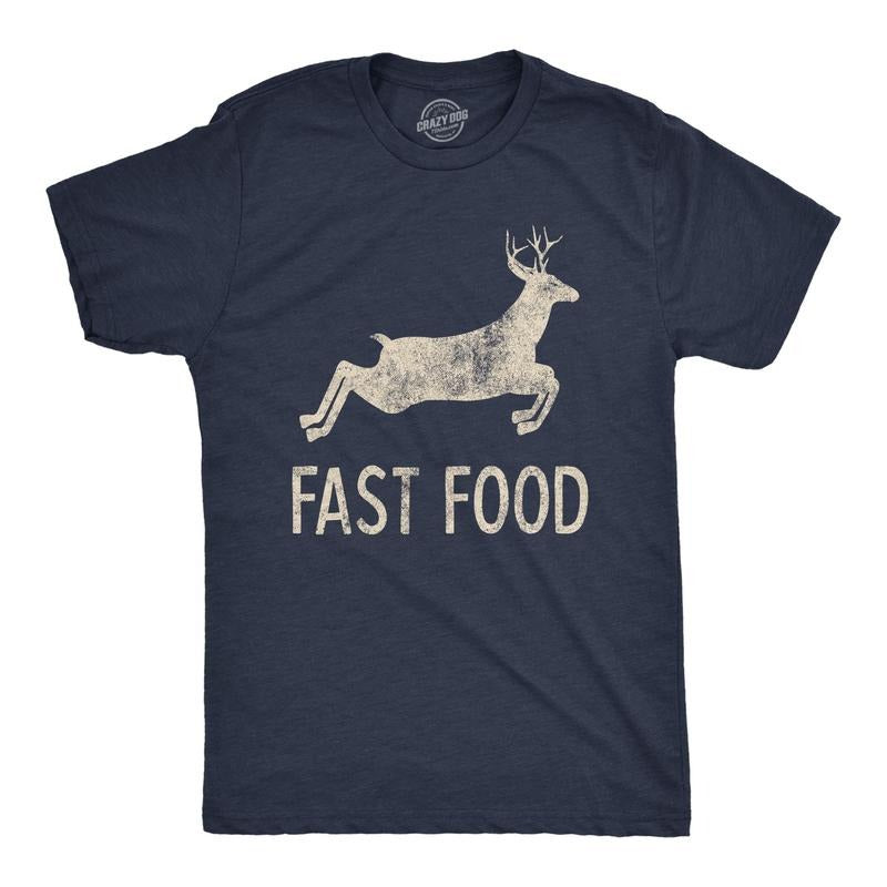 Mens Fast Food Tshirt Funny Deer Hunting Season Novelty Graphic Tee Hoodie Sweatshirt | PrintMintTees.com