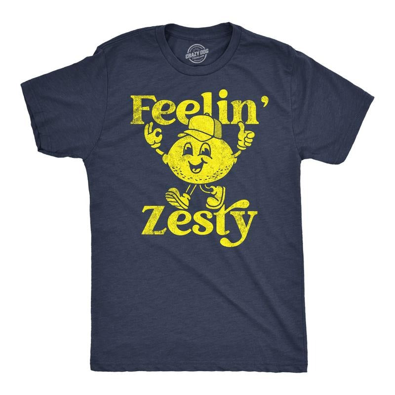 Mens Feelin Zesty Funny T Shirt Sarcastic Lemon Graphic Novelty Tee for Men Mens Funny T Shirts Cool Tees Soft Stylish...
