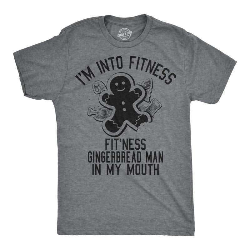 Mens Fitness Gingerbread In My Mouth T shirt Funny Christmas Gift Tee For Guys Mens Funny T Shirts Cool Tees Soft Stylish...
