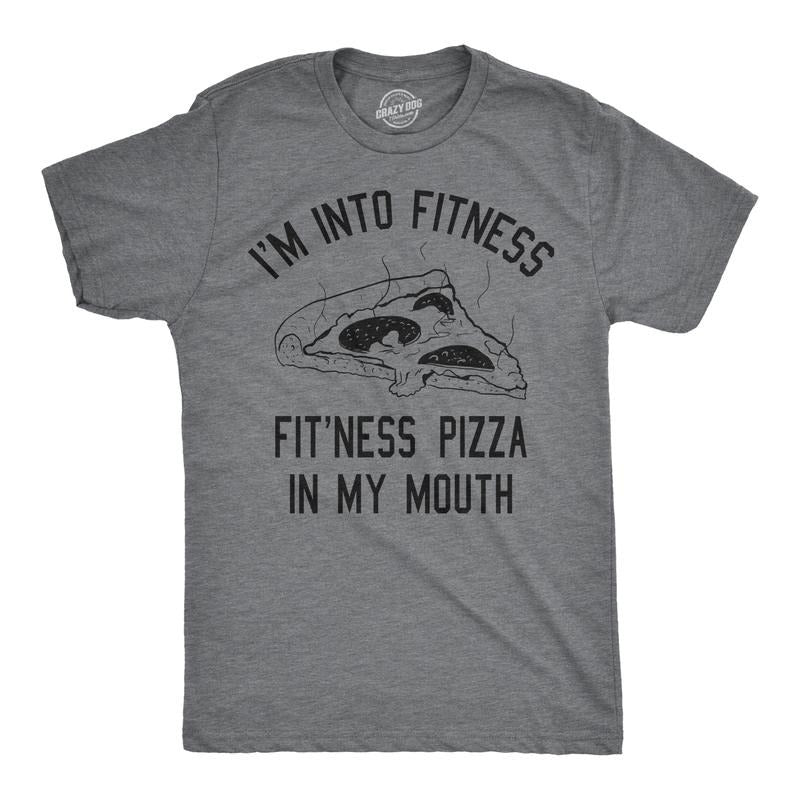 Mens Fitness Pizza In My Mouth T Shirt Funny Fitness Workout Foodie Tee for Guys Mens Funny T Shirts Cool Tees Soft...