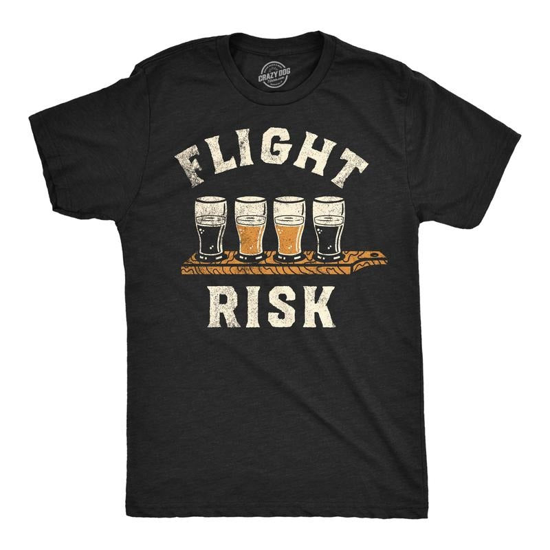 Mens Flight Risk Funny T Shirts Sarcastic Drinking Graphic Tee For Men Mens Funny T Shirts Cool Tees Soft Stylish Casual...