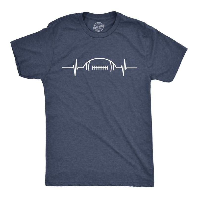 Mens Football Heart Rate T Shirt Funny Sunday Gameday Tee Mens Funny T Shirts Cool Tees Soft Stylish Casual Menswear...