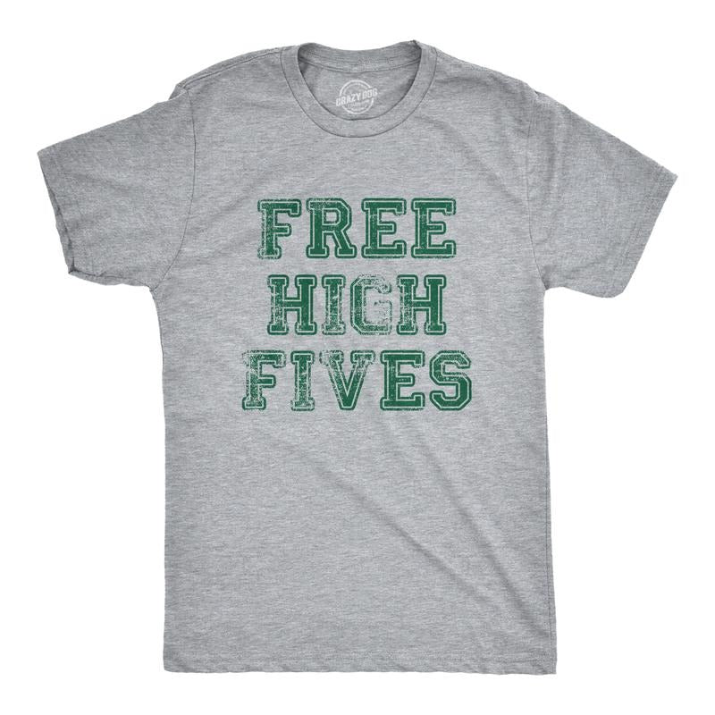 Mens Free High Fives T Shirt Funny Good Vibes Greeting Joke Tee For Guys Mens Funny T Shirts Cool Tees Soft Stylish...