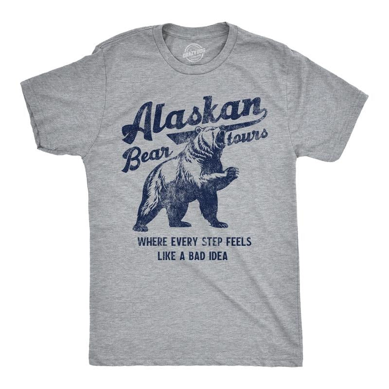 Mens Funny T Shirts Alaskan Bear Tours Sarcastic Graphic Novelty Tee for Men Mens Funny T Shirts Cool Tees Soft Stylish...