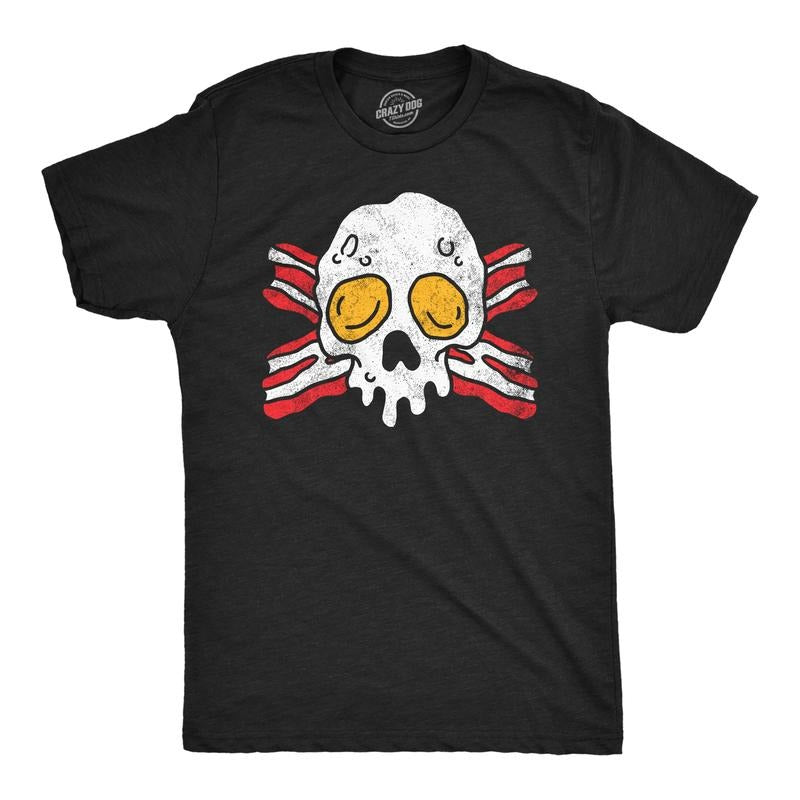 Mens Funny T Shirts Bacon And Eggs Skull Breakfast Graphic Tee For Men Mens Funny T Shirts Cool Tees Soft Stylish Casual...