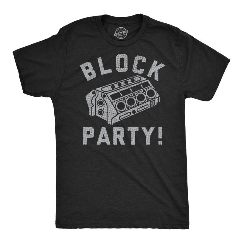 Mens Funny T Shirts Block Party Sarcastic Engine Graphic Novelty Mechanic Tee For Men Mens Funny T Shirts Cool Tees Soft...