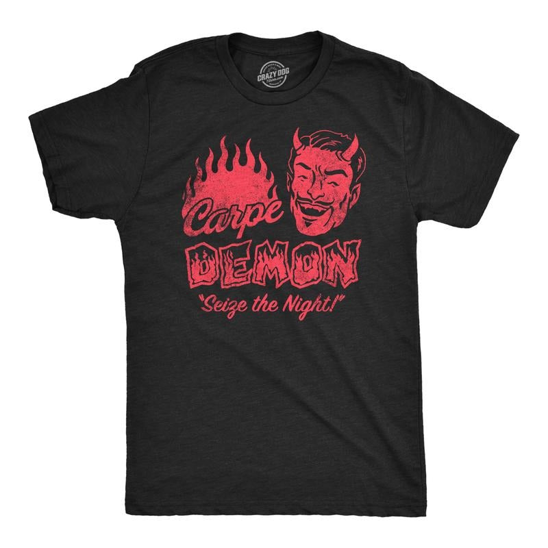 Mens Funny T Shirts Carpe Demon Sarcastic Halloween Graphic Novelty Tee For Men Mens Funny T Shirts Cool Tees Soft...