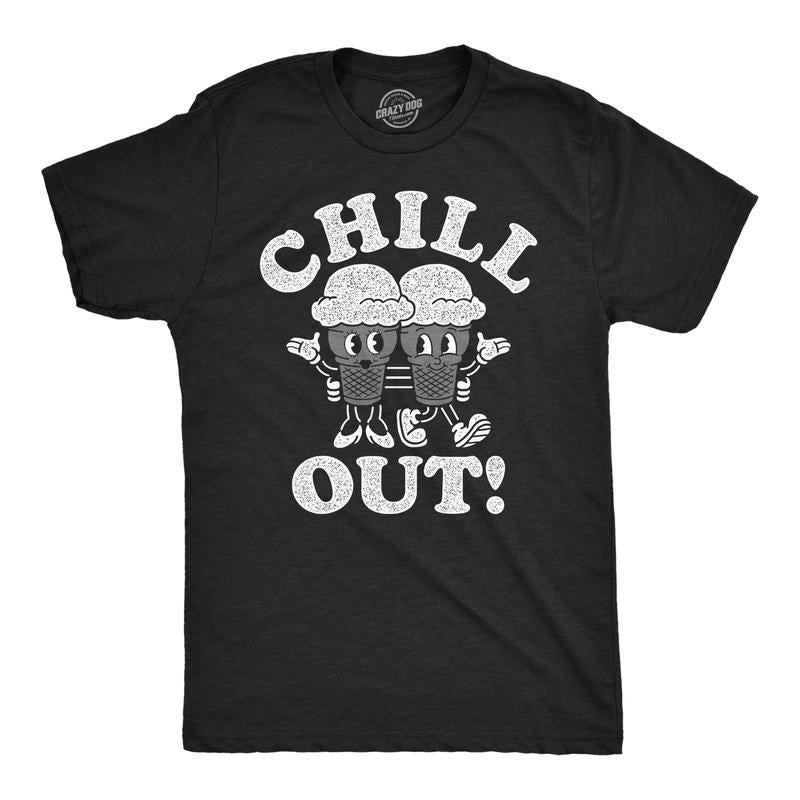 Mens Funny T Shirts Chill Out Sarcastic Ice Cream Cone Graphic Tee For Men Mens Funny T Shirts Cool Tees Soft Stylish...