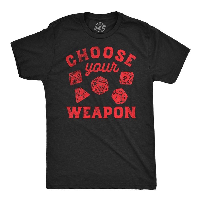 Mens Funny T Shirts Choose Your Weapon Sarcastic Role Playing Dice Graphic Tee for Men Mens Funny T Shirts Cool Tees Soft...