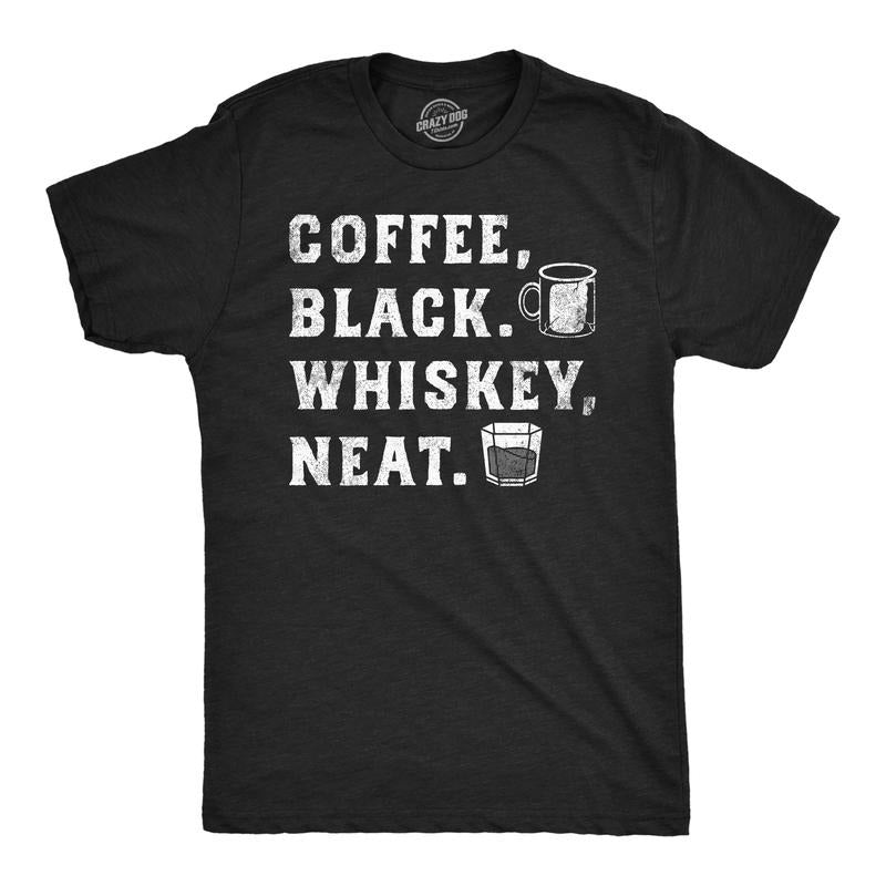 Mens Funny T Shirts Coffee Black Whiskey Neat Drinking Tee For Men Mens Funny T Shirts Cool Tees Soft Stylish Casual...