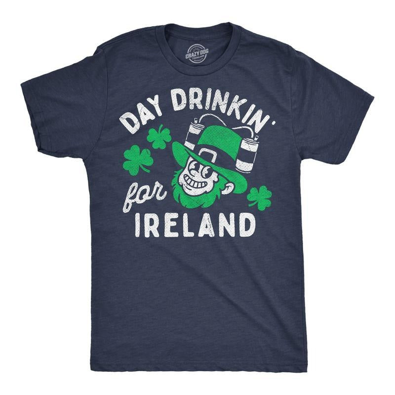 Mens Funny T Shirts Day Drinkin for Ireland Sarcastic St Patricks Day Novelty Tee for Men Mens Funny T Shirts Cool Tees...