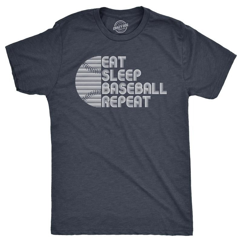 Mens Funny T Shirts Eat Sleep Baseball Repeat Sarcastic Graphic Novelty Tee For Men Mens Funny T Shirts Cool Tees Soft...