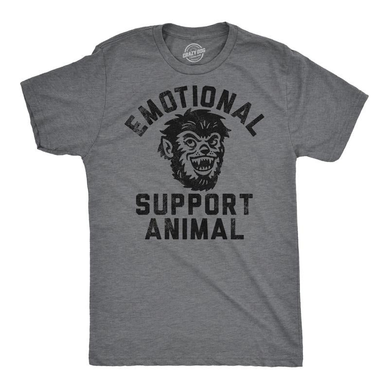 Mens Funny T Shirts Emotional Support Animal Werewolf Sarcastic Halloween Graphic Tee For Men Mens Funny T Shirts Cool...