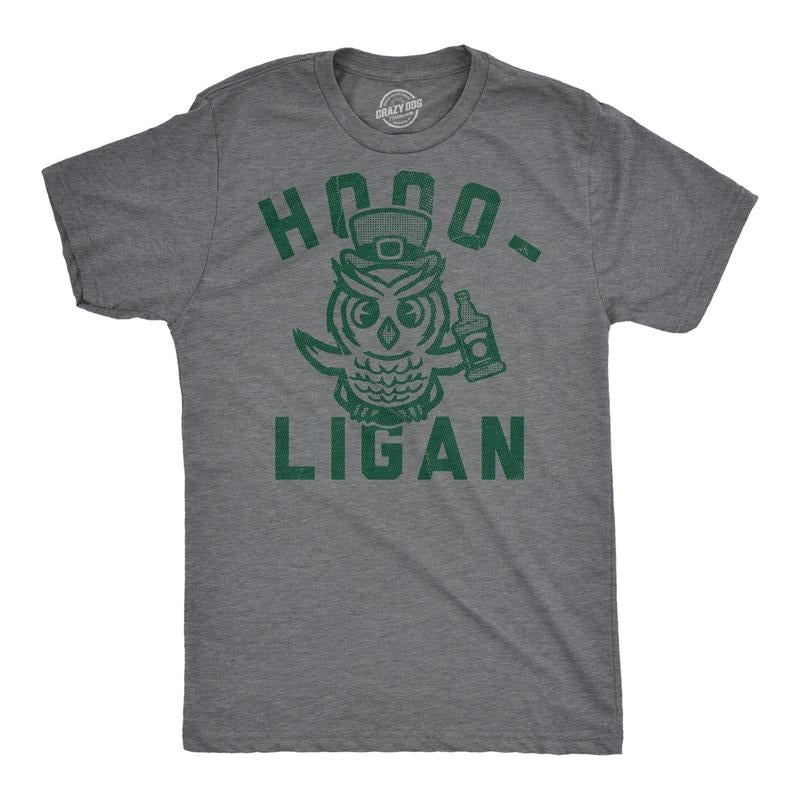 Mens Funny T Shirts Hoooligan Sarcastic St Patricks Day Novelty Owl Tee For Men Mens Funny T Shirts Cool Tees Soft...