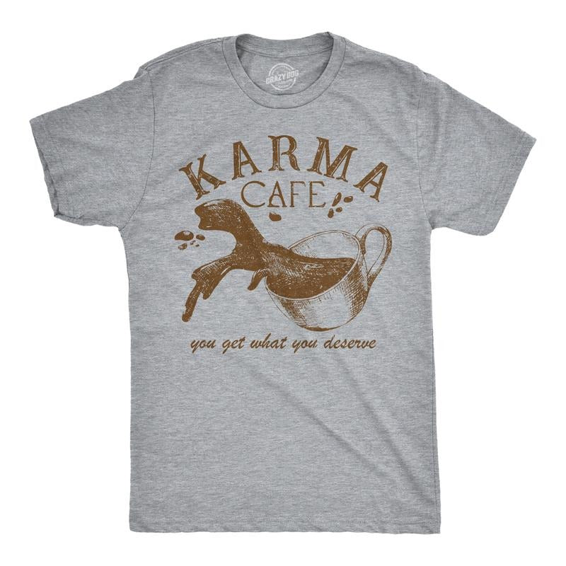 Mens Funny T Shirts Karma Cafe Sarcastic Coffee Graphic Tee For Men Mens Funny T Shirts Cool Tees Soft Stylish Casual...