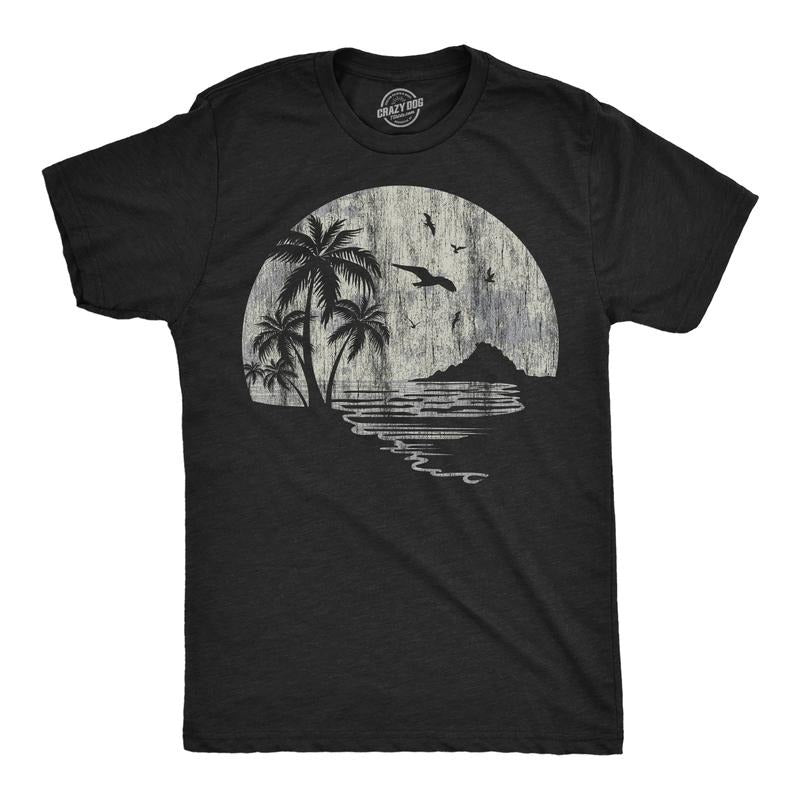 Mens Funny T Shirts Moon Beach Vacation Novelty Graphic Tee for Men Mens Funny T Shirts Cool Tees Soft Stylish Casual...