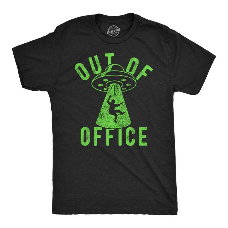 Mens Funny T Shirts Out Of Office UFO Sarcastic Alien Graphic Tee For Men Mens Funny T Shirts Cool Tees Soft Stylish...