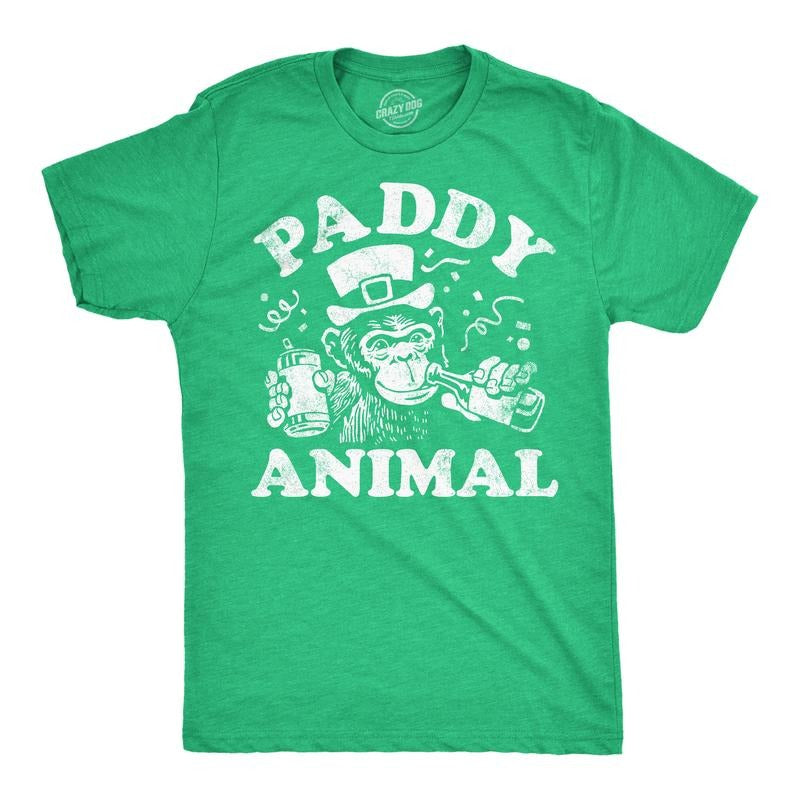 Mens Funny T Shirts Paddy Animal Sarcastic St Patricks Day Monkey Graphic Tee for Men Mens Funny T Shirts Cool Tees Soft...