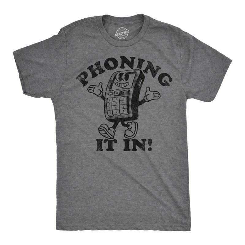 Mens Funny T Shirts Phoning It In Sarcastic Lazy Graphic Tee For Men Mens Funny T Shirts Cool Tees Soft Stylish Casual...