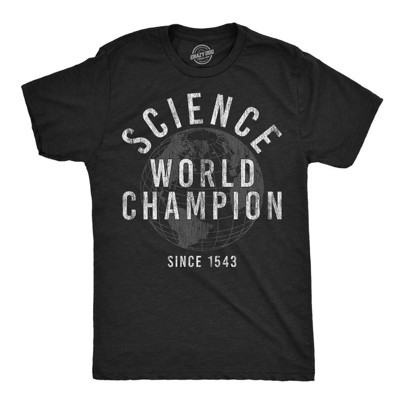 Mens Funny T Shirts Science World Champion Sarcastic Graphic Novelty Tee For Men Mens Funny T Shirts Cool Tees Soft...