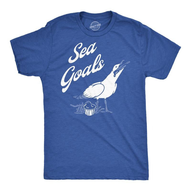 Mens Funny T Shirts Sea Goals Sarcastic Seagull Graphic Noevelty Tee For Men Mens Funny T Shirts Cool Tees Soft Stylish...