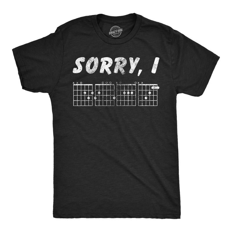 Mens Funny T Shirts Sorry I D G A F Guitar Chords Sarcastic Music Joke Graphic Tee For Men Mens Funny T Shirts Cool Tees...