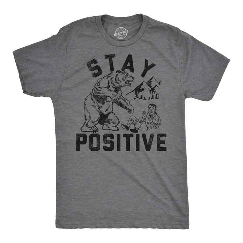 Mens Funny T Shirts Stay Positive Bear Attack Sarcastic Graphic Tee For Men Mens Funny T Shirts Cool Tees Soft Stylish...