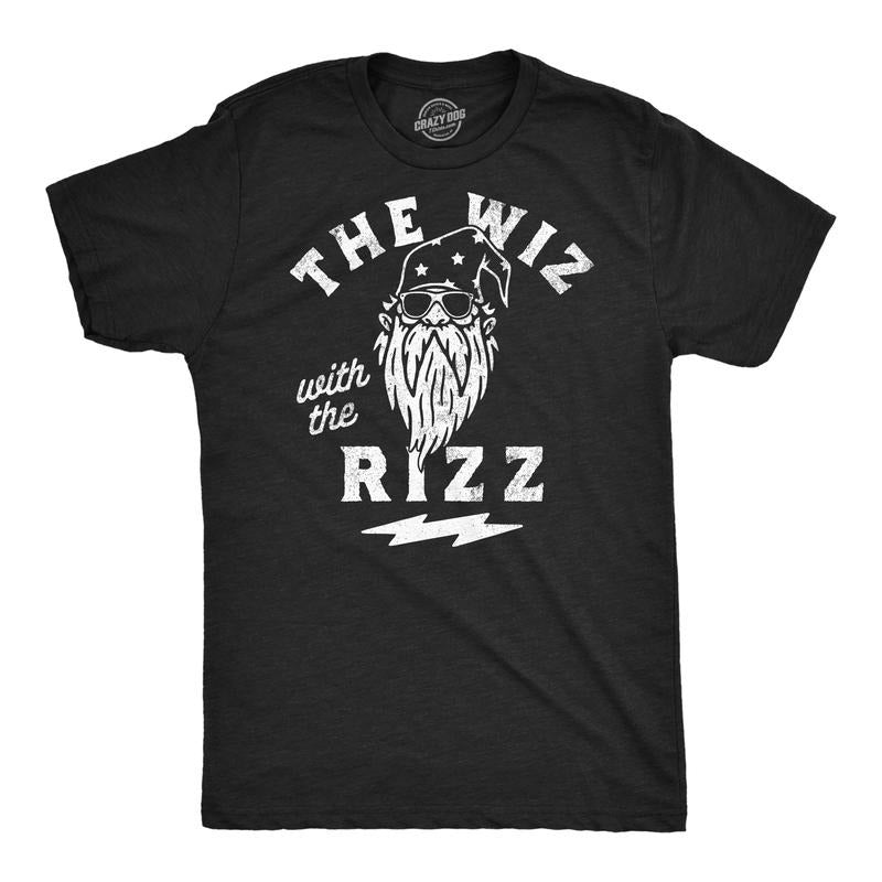 Mens Funny T Shirts The Wiz With The Rizz Sarcastic Wizard Graphic Novelty Tee For Men Mens Funny T Shirts Cool Tees Soft...