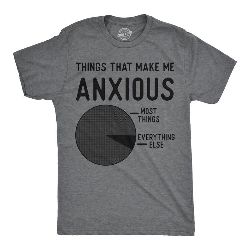 Mens Funny T Shirts Things That Make Me Anxious Sarcastic Pie Graph Novelty Tee For Men Mens Funny T Shirts Cool Tees...