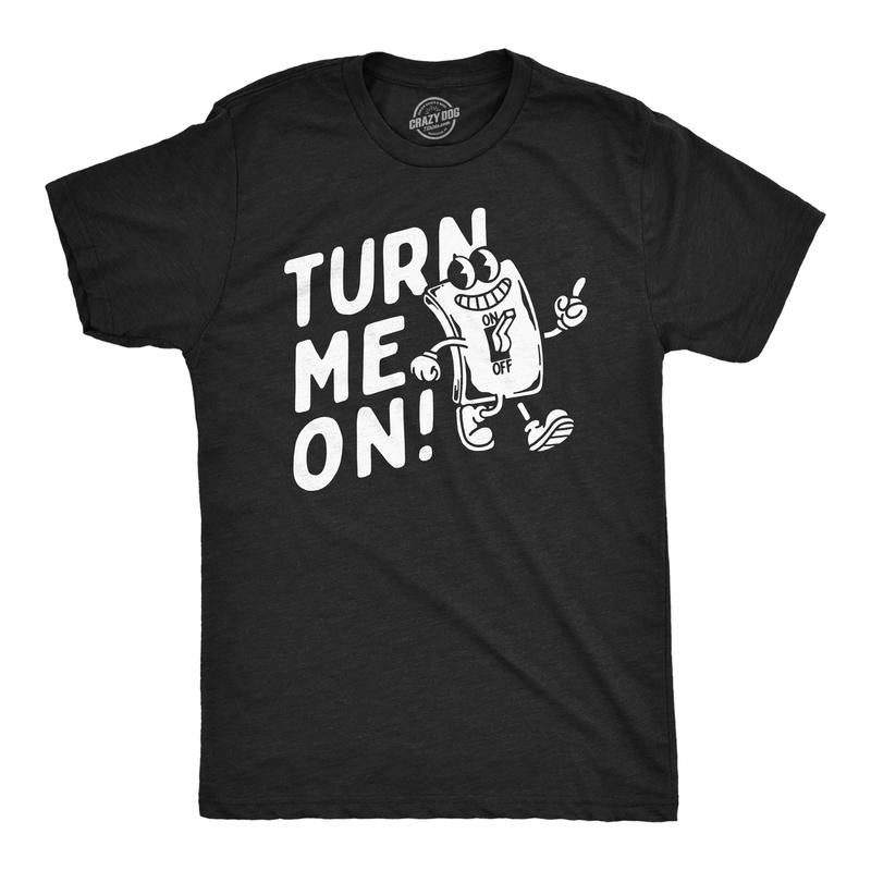 Mens Funny T Shirts Turn Me On Sarcastic Light Switch Graphic Novelty Tee For Men Mens Funny T Shirts Cool Tees Soft...
