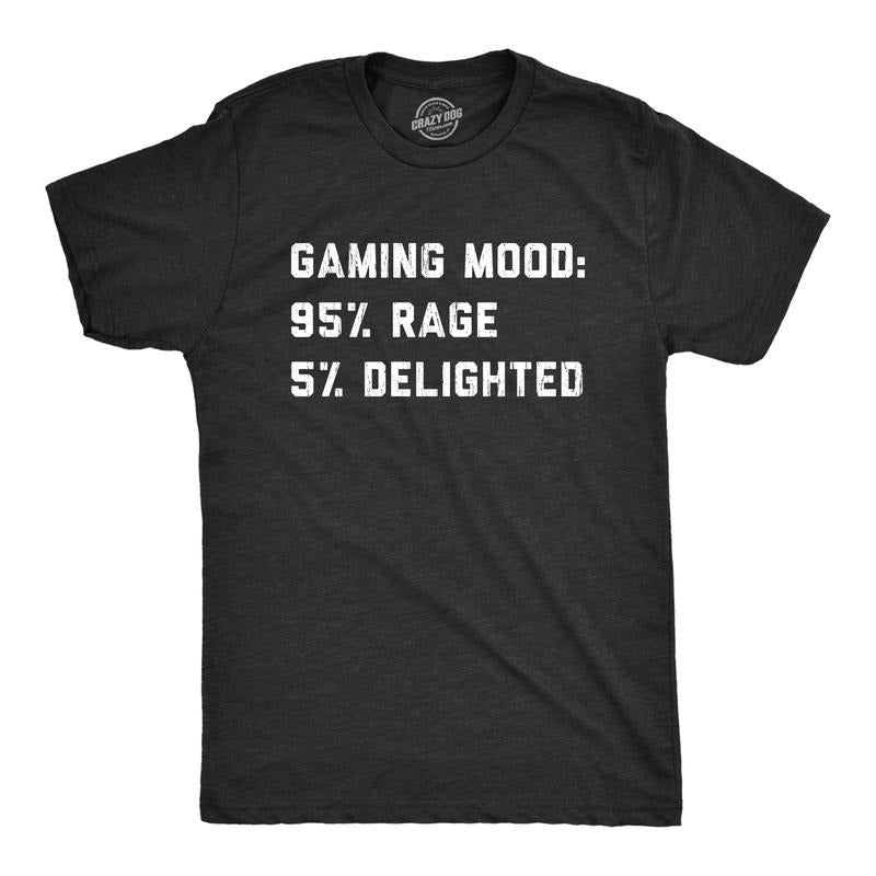 Mens Gaming Mood Rage Or Delighted T Shirt Funny Retro Video Games eSports Novelty Tee Mens Funny T Shirts Cool Tees Soft...