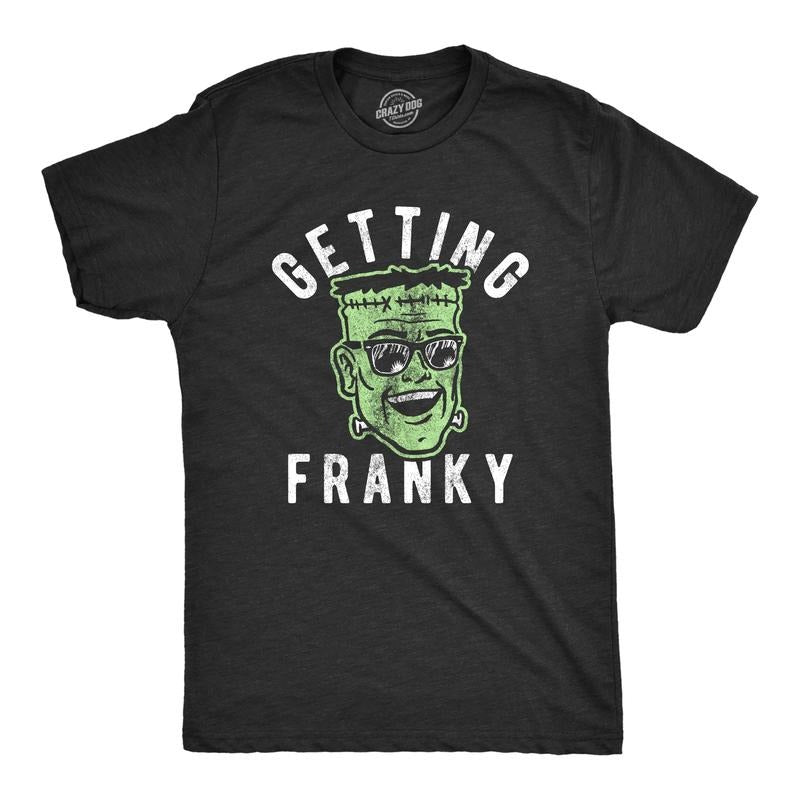 Mens Getting Franky T Shirt Funny Halloween Party Frankenstein Graphic Tee For Guys Mens Funny T Shirts Cool Tees Soft...