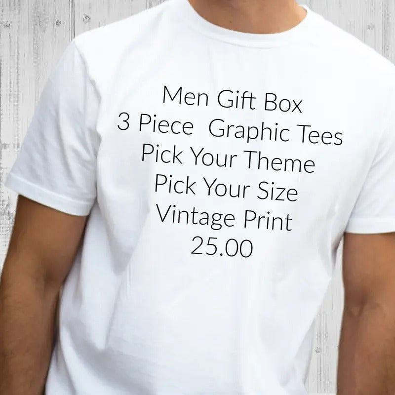 Mens Gift Tees Mens Gift Box Graphic Tees 3 Piece Gifts Tshirt for Dads Graphic Tees For Husbands Gift Boyfriend Gift...
