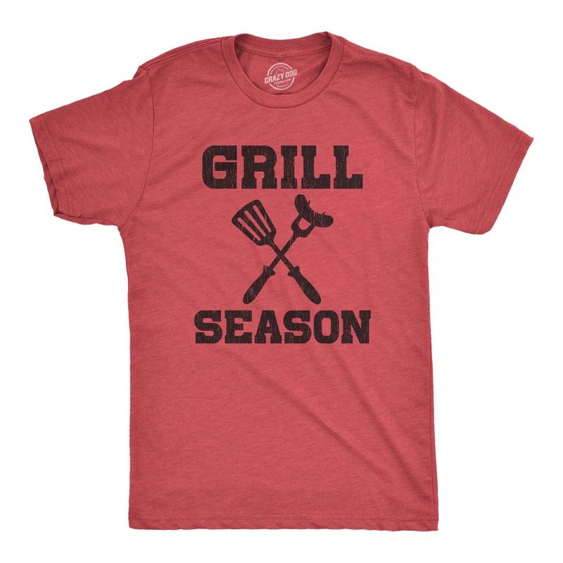 Mens Grill Season T Shirt Funny Outdoor Barbeque Lovers Graphic Novelty Tee For Guys Mens Funny T Shirts Cool Tees Soft...