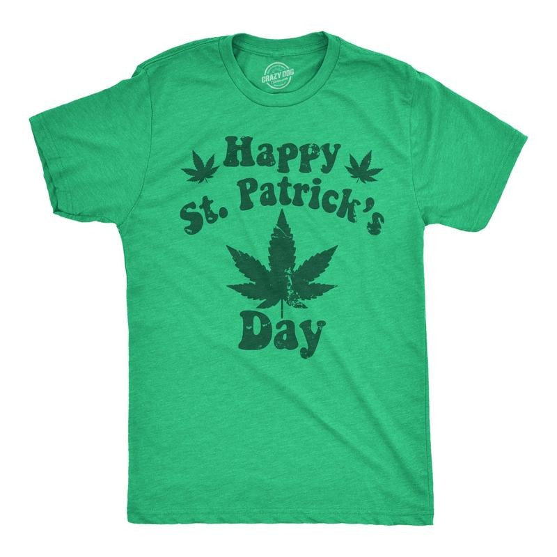 Mens Happy St Patricks Day Weed T Shirt Funny 420 Pot Saint Paddys Day Parade Lovers Tee For Guys Hoodie Sweatshirt