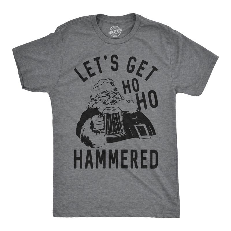 Mens Ho Ho Hammered T Shirt Funny Christmas Drinking Tee for Guys Mens Funny T Shirts Cool Tees Soft Stylish Casual...