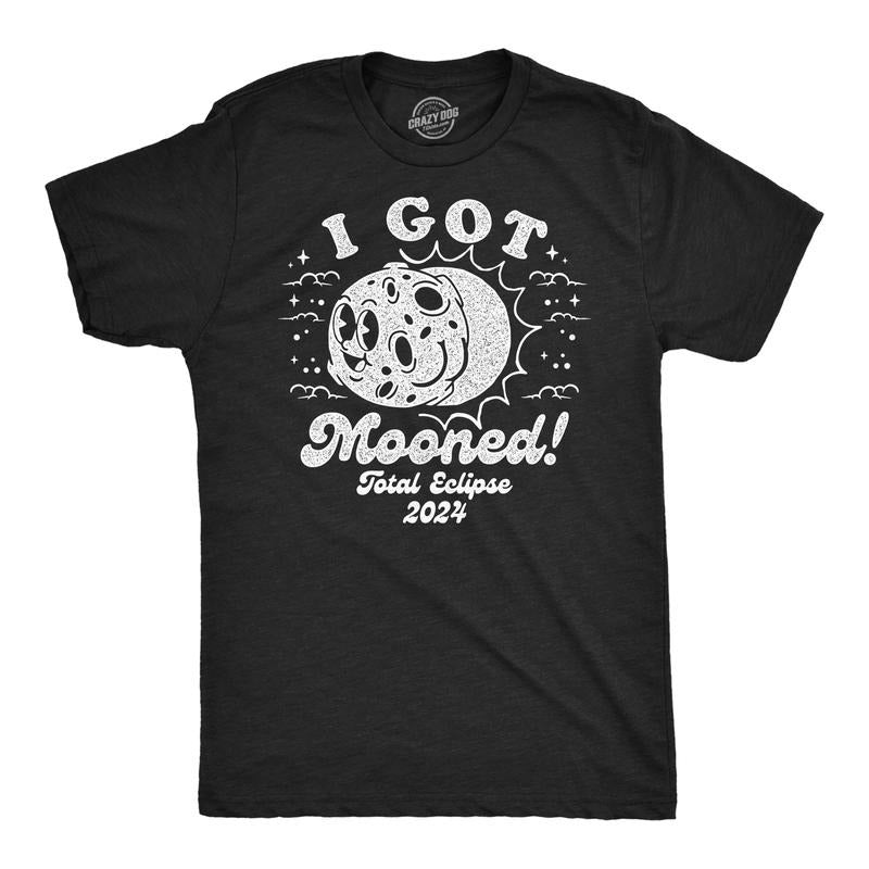 Mens I Got Mooned Funny T Shirt Sarcastic Solar Eclipse Tee For Men Hoodie Sweatshirt | PrintMintTees.com
