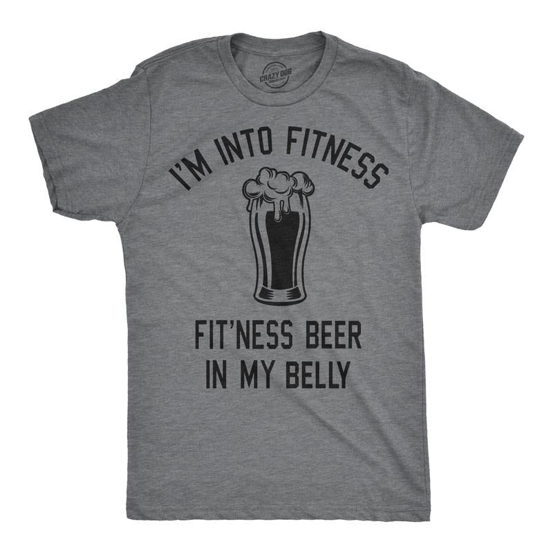 Mens Im Into Fitness Fitting This Beer In My Belly T Shirt Funny Drinking Tee Mens Funny T Shirts Cool Tees Soft Stylish...