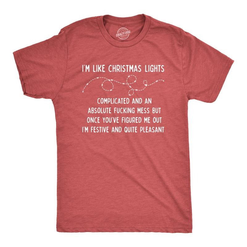 Mens Im Like Christmas Lights T shirt Funny Hilarious Saying Gift for Him Mens Funny T Shirts Cool Tees Soft Stylish...