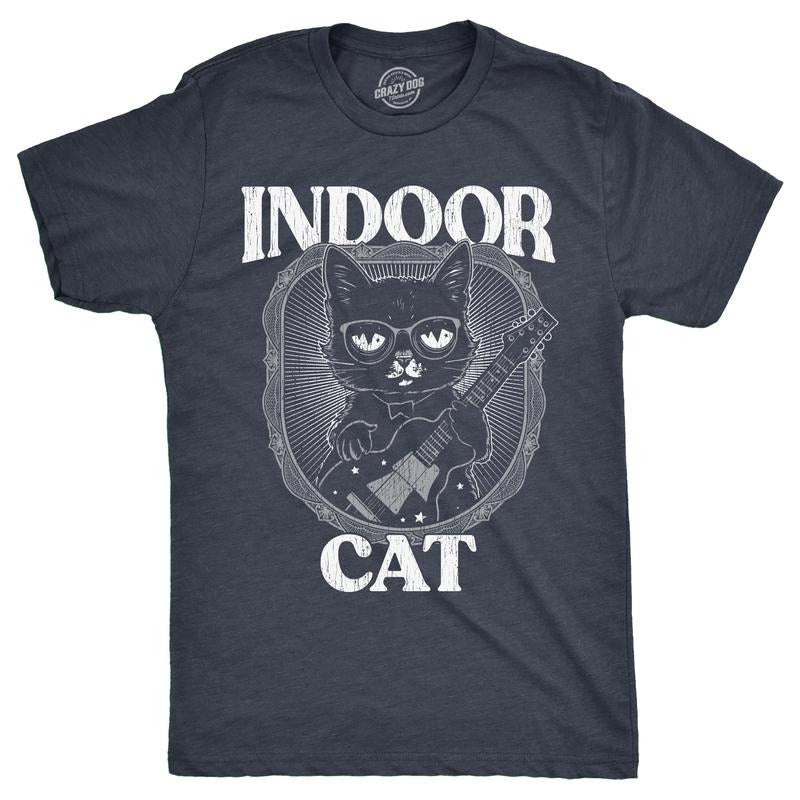 Mens Indoor Cat Funny T Shirt Introvert Sarcastic Tee For Men Mens Funny T Shirts Cool Tees Soft Stylish Casual Menswear...