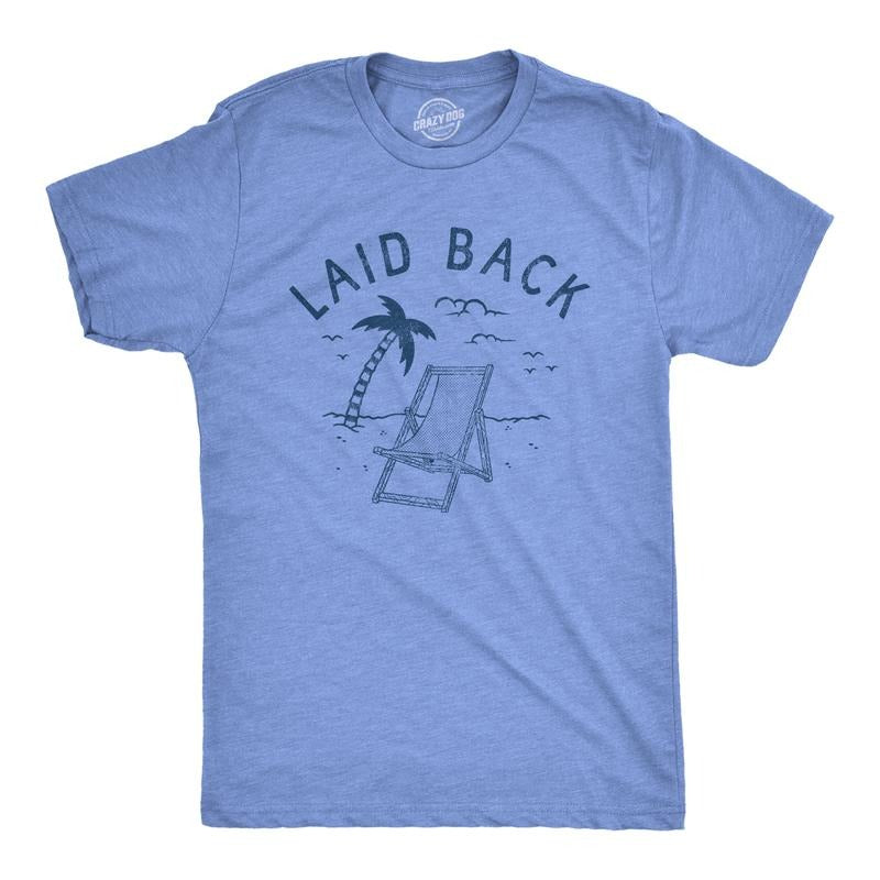 Mens Laid Back T Shirt Funny Sarcastic Sun Bathing Beach Chair Graphic Novelty Tee For Guys Mens Funny T Shirts Cool Tees...