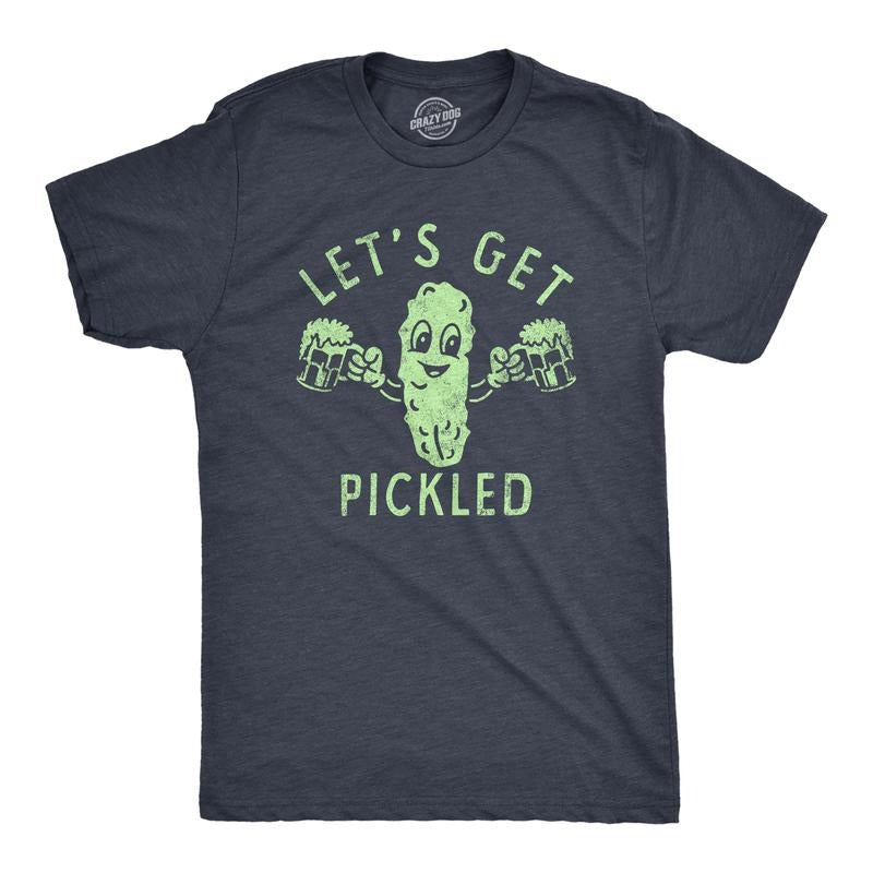 Mens Lets Get Pickled T Shirt Funny Beer Drinking Partying Pickle Lovers Tee For Guys Mens Funny T Shirts Cool Tees Soft...