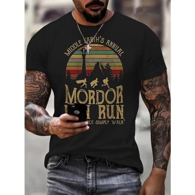 Mens Lightweight 3D Fun Run Graphic T-Shirt - Moisture-Wicking, Casual Street Style