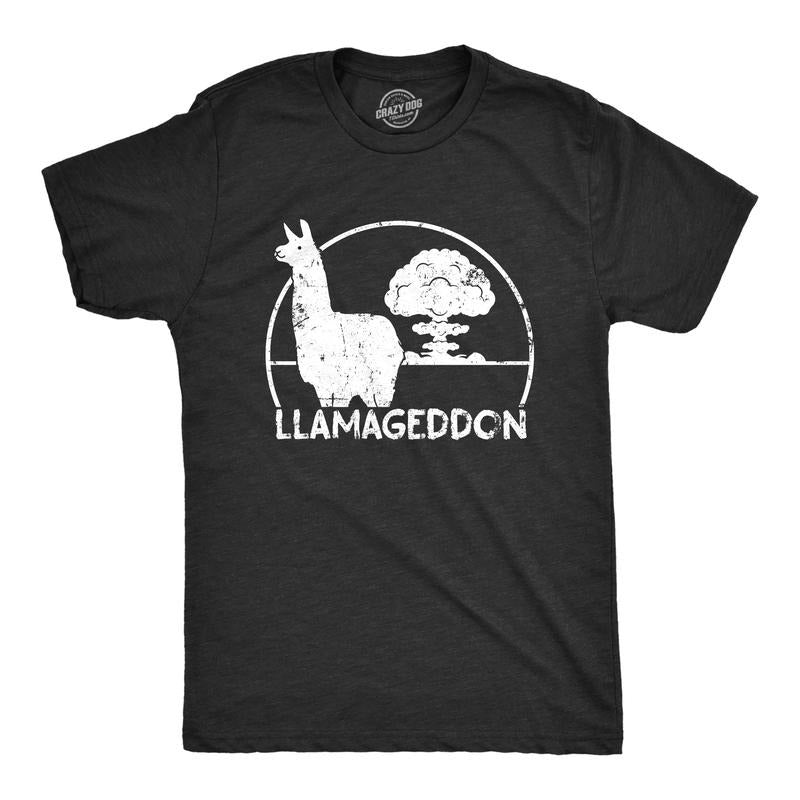 Mens Llamageddon T Shirt Funny Sarcastic Dooms Day Llama Explosion Graphic Tee for Guys Mens Funny T Shirts Cool Tees...