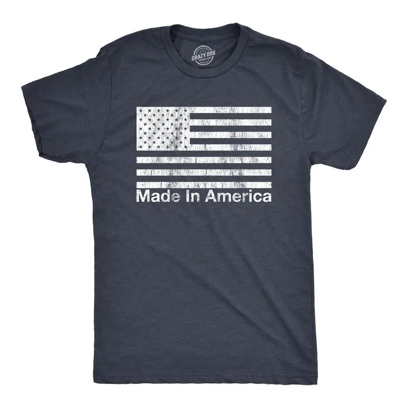 Mens Made In America T Shirt Funny Patriot Flag US Pride Party Graphic Tee Mens Funny T Shirts Cool Tees Soft Stylish...