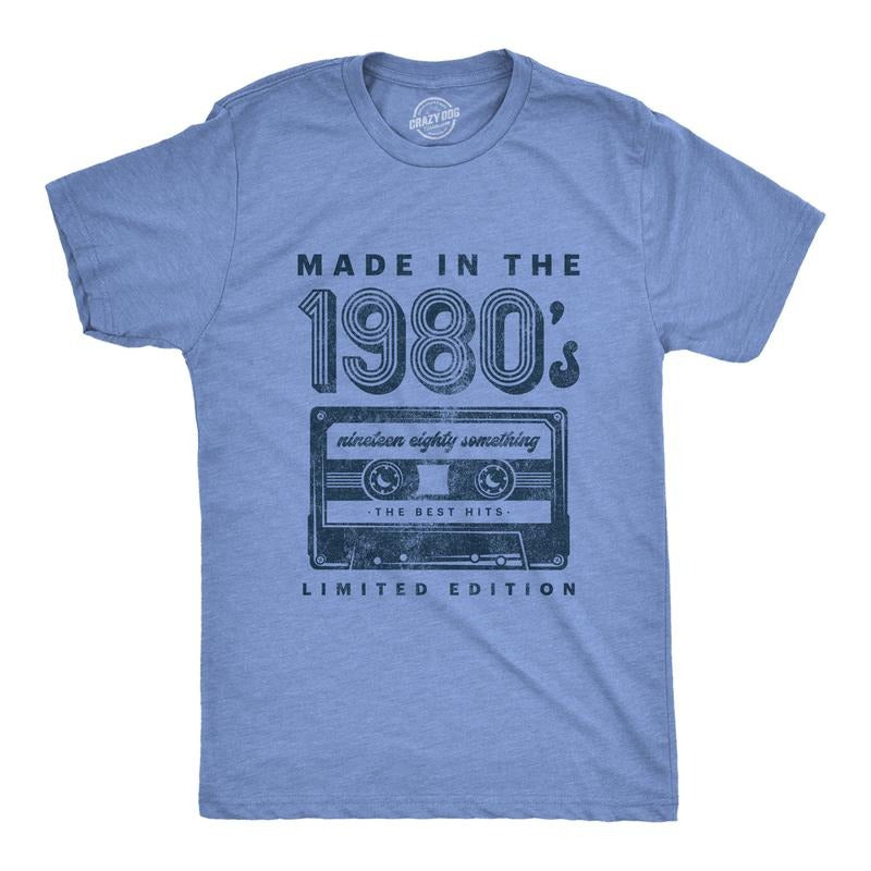 Mens Made In The 1980s T Shirt Funny Retro Cassette Tape Music Graphic Tee Mens Funny T Shirts Cool Tees Soft Stylish...
