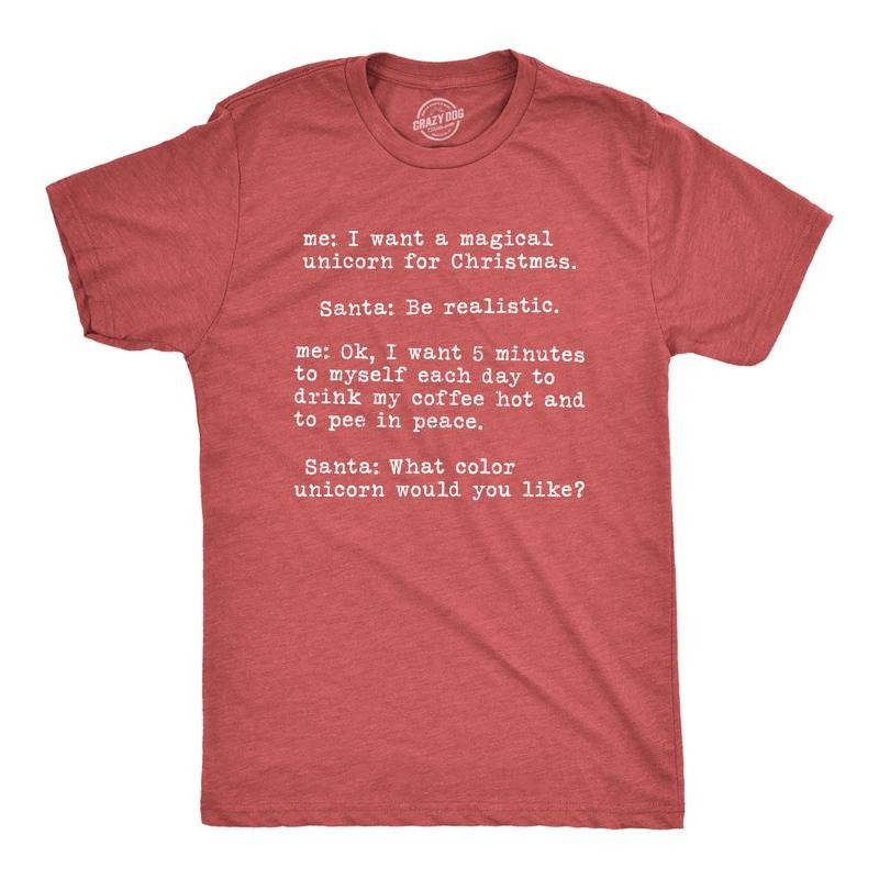 Mens Magical Unicorn for Christmas T Shirt Hilarious Holiday Tee Mens Funny T Shirts Cool Tees Soft Stylish Casual...
